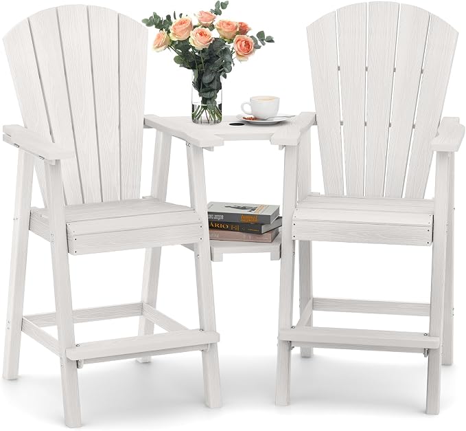 Ciokea Tall Adirondack Chairs Set of 2, HDPE Outdoor Adirondack Bar Stools by CIOKEA