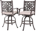 Sophia & William Cast Aluminum Patio Bar Chairs Set of 2, Bar Height Swivel by SophiaWilliam