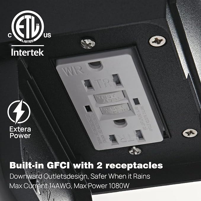 Dusk to Dawn Porch Lights with GFCI Outlets Waterproof Outdoor Wall Lights - Image 5