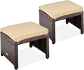 Best Choice Products Set of 2 Wicker Ottomans, Additional Seating, Side Table by BestChoiceProducts