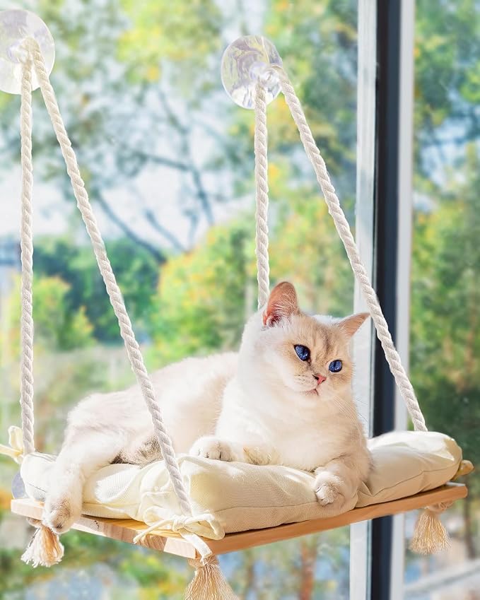 Cat Window Perch with Industrial-Grade Suction Cups by Unknown