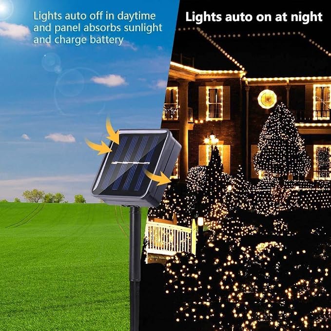 Joomer Solar Christmas Lights Outdoor, 4 Pack Total 156FT 400LED 8 Lighting - Image 4