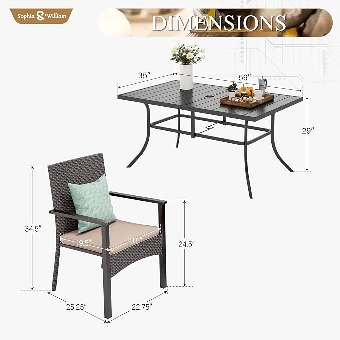 Sophia & William 7 Pieces Patio Dining Set - Image 6