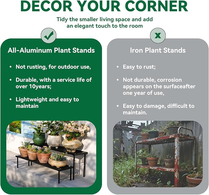 Metal Plant Stand, Rust-proof Aluminum Flower Pot Stand, Heavy Duty Planter - Image 7