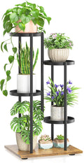 LASZOLA Black 4 Tier Plant Stand Indoor Heavy Duty Metal Planter Flower Holder by LASZOLA