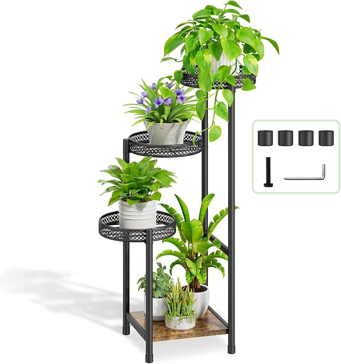 Plant Stand Indoor Outdoor, 4 Tier Metal Flower Pot Shelf Holder Clearance by Oppro