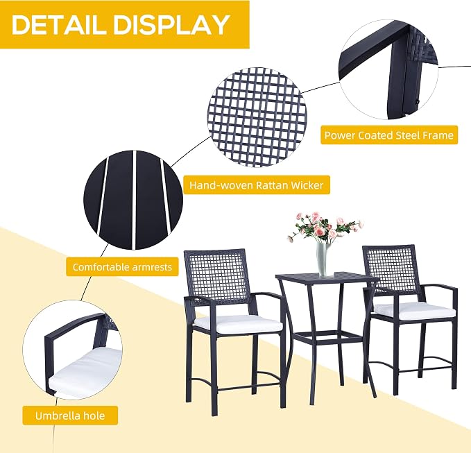 Outsunny 3pcs Patio Bar Set - Image 5