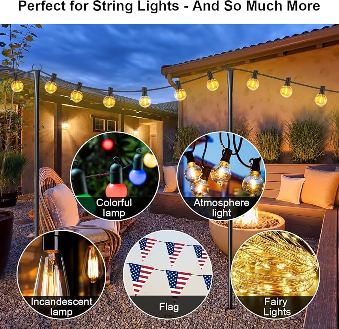 4 Pack Heavy-Duty String Light Poles - Image 3