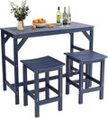 3Pcs HIPS Outdoor Patio Bar Set, All Weather HIPS Bar Table and Chairs Set by Sunnibety