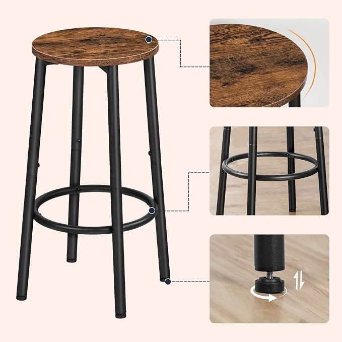HOOBRO Bar Stools, Kitchen Round Height Stools - Image 8