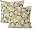 Beige Spring Pillow Covers 24x24 Inch 2 Pcs Khaki Green Hydrangea Flower Decor by DAFENA