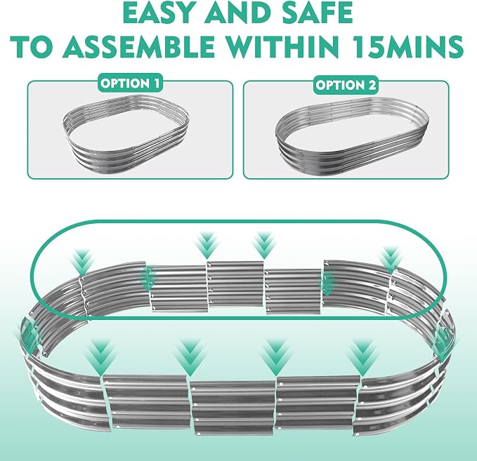 5X2.7X1 FT Oval Galvanized Metal Garden Raised Bed/Plant Box - Image 9
