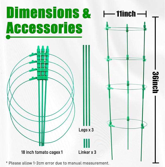 4 Pack Adjustable Tomato Cages, 36 Inch Plant Support Garden Trellis - Image 2