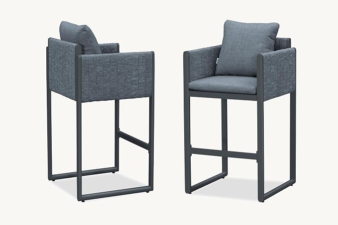 PURPLE LEAF Outdoor Bar Height Stools Set of 4 Aluminum Bar Chairs Modern by PURPLELEAF