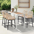 VINGLI Outdoor Counter Height Bar Stools Set of 4, Rattan Outdoor Barstools by VINGLI