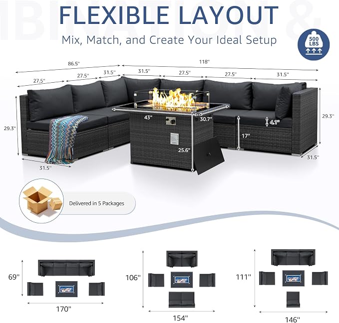 NICESOUL Extra Large Rattan Patio Furniture Set - Image 4