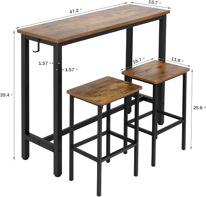 Finnhomy 47" Industrial Bar Table Set - Image 4