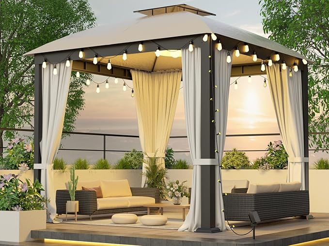 Patio Gazebo 10x10, Outdoor Gazebos, Heavy Duty Gazebo Soft Top Gazebos by Sannwsg