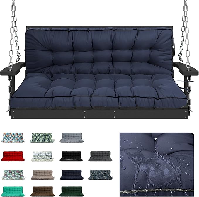 Waterproof Porch Swing Cushion Replacement, Thick 4" 2–3 Seat Outdoor Swing by RUFXIEZW