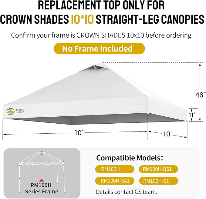 CROWN SHADES 10x10 Canopy Replacement Top - Image 3