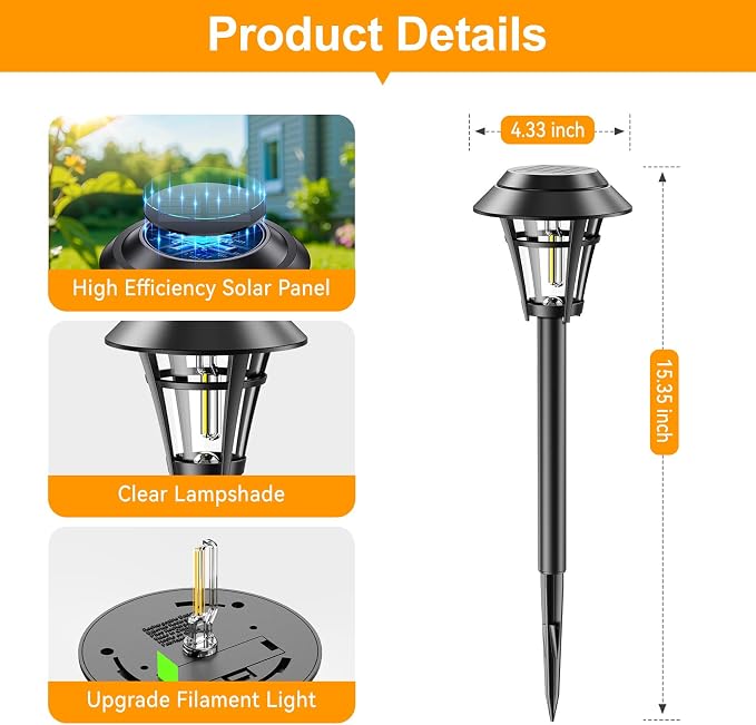 LETMY Solar Pathway Lights Outdoor, 10 Pack Solar Lights Outdoor Waterproof - Image 4