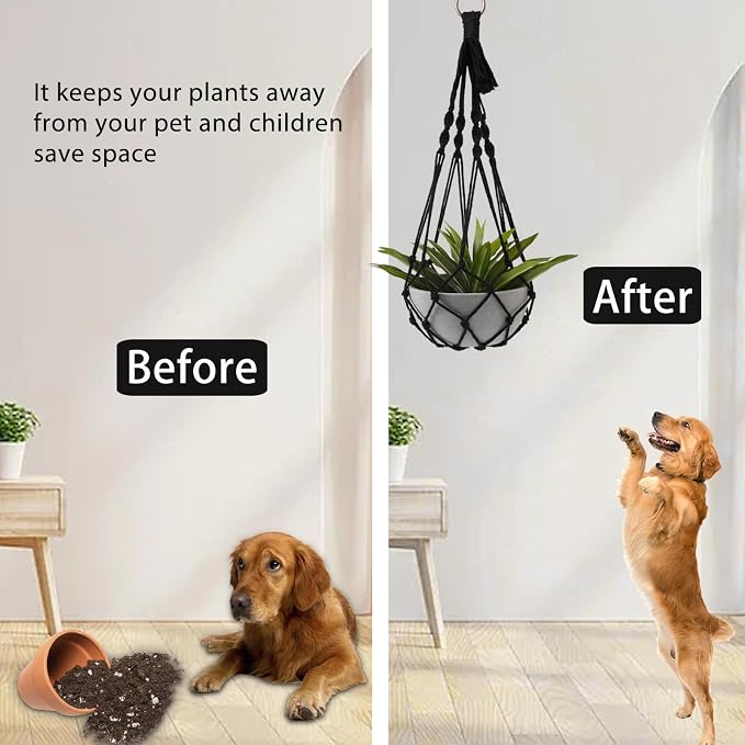 Artilady Black Plant Hanger Macrame Hanging Planter - Image 6