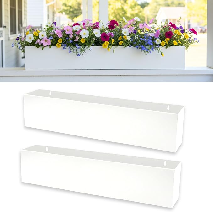 LaLaGreen Wall Planters for Outdoor White Carbon Steel Metal Hanging Flower Pots by L%C3%A1L%C3%A1Green