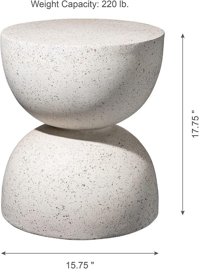 Glitzhome Outdoor Side Table, Round Accent End Table, Lightweight Hourglass - Image 2