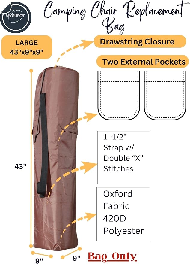 43"x9"x9" Replacement Bag for Folding Camping Chair, Camp Chairs, Yoga Mat - Image 3