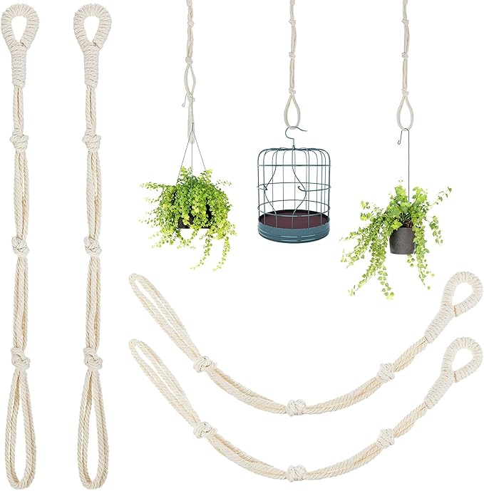 4 Pcs Hanging Plant Extender Macrame Plant Hanger Extender Large Hanging Rope by Shappy