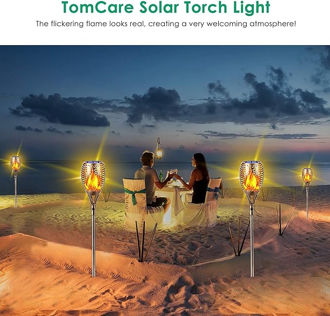 TomCare Solar Lights Outdoor 99 LED Higher & Larger Flickering Flame Solar - Image 5