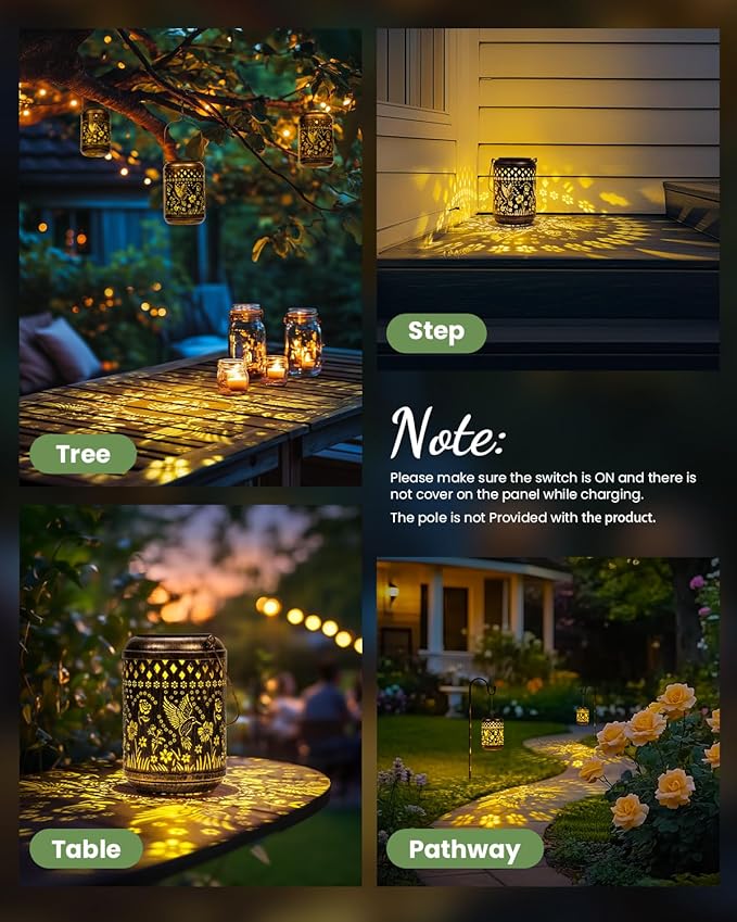 Christmas Outdoor Decor Solar Lanterns Hanging Waterproof, Hummingbird Garden - Image 5