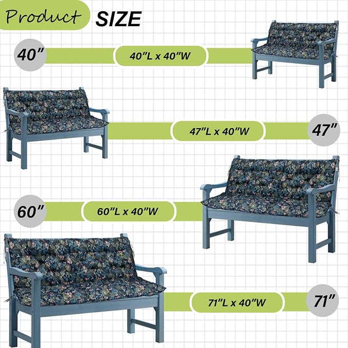 Waterproof Porch Swing Cushion Replacement, Thick 2–3 Seat Swing Seat Cushion - Image 7