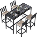 5 Piece Outdoor Patio Bar Set, 54.7" Rectangular Counter Height High Top Bar by Unknown