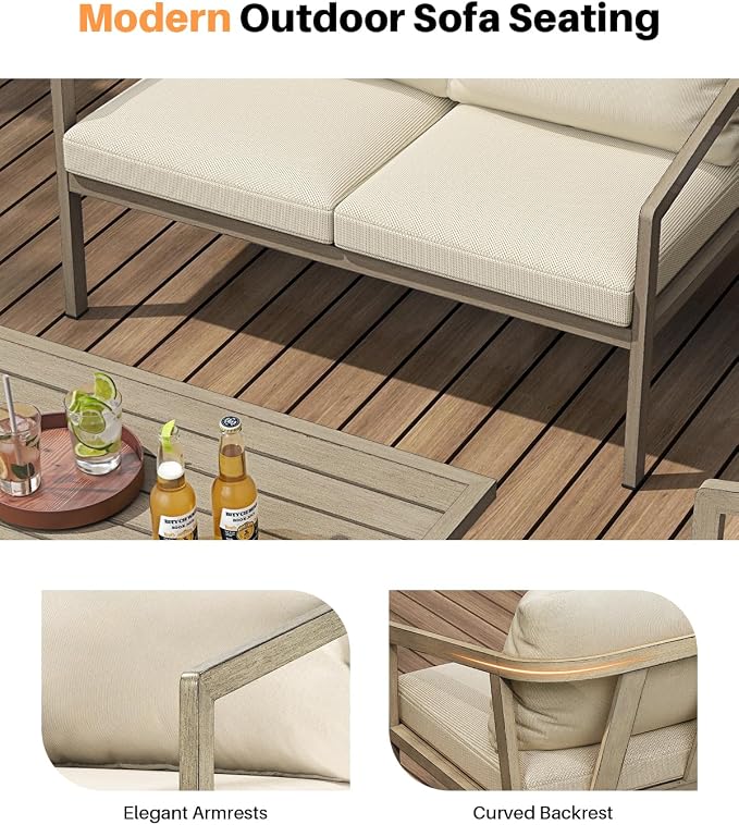 Outdoor Patio Loveseat, Never-Rust Aluminum Outdoor Loveseat Couch - Image 8