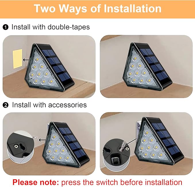 Solar Step Lights, Stair Fence Triangle Lights IP67 Outdoor Waterproof LED Deck - Image 6