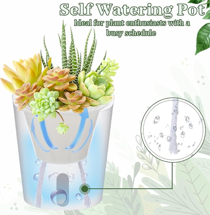SHENLIU 3" Self Watering Pots, 20 Sets Plastic Self Watering Planters - Image 4
