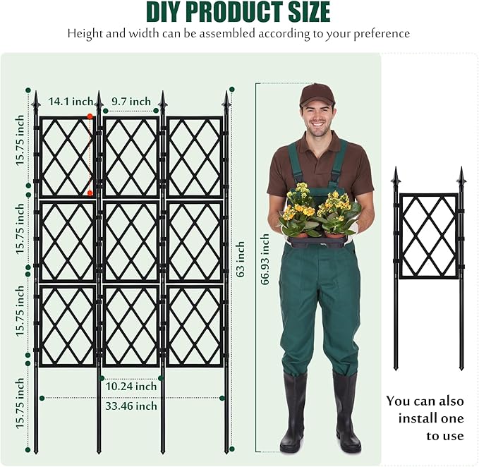 Garden Trellis for Climbing Plants Outdoor 5.25 FT, Iron Pipe Metal Support - Image 5