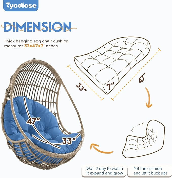 Egg Chair Cushion Replacement, Waterproof Outdoor Hanging Egg Chair Cushion - Image 2