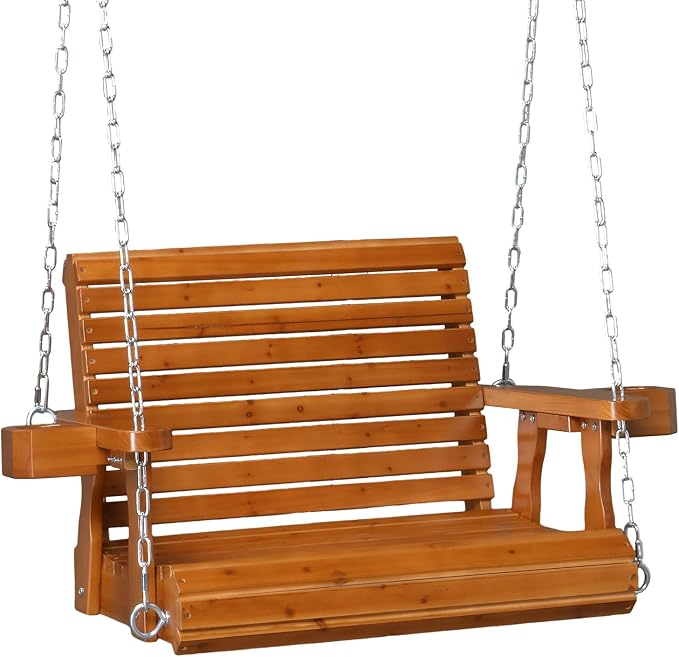 VINGLI Heavy Duty 440 LBS 1-Person Wooden Patio Porch Swing by VINGLI