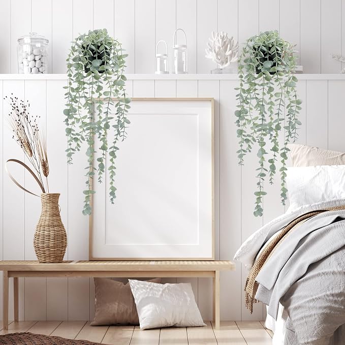 COCOBOO 2 Pcs Artificial Eucalyptus Plants Shelf Hanging Fake Plant in Pot - Image 5