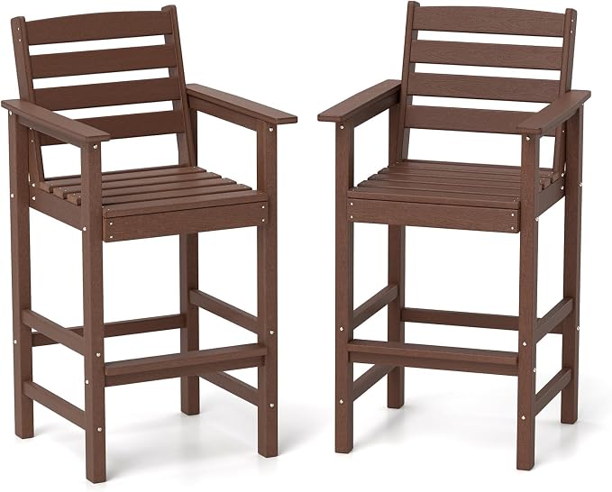 Tangkula Patio Adirondack Chairs Set of 2, HDPE Bar Height Chair by TANGKULA