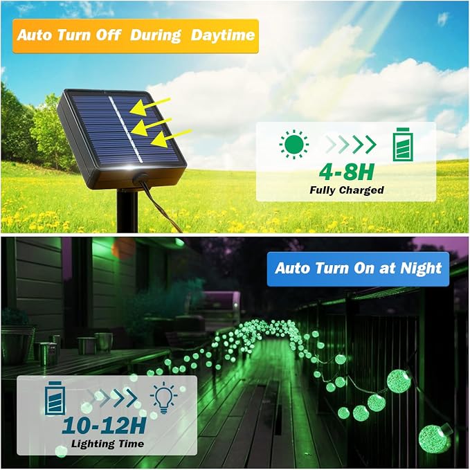 Solar Lights Outdoor Waterproof, 2 Pack Total 200LED 110FT Solar String Lights - Image 3