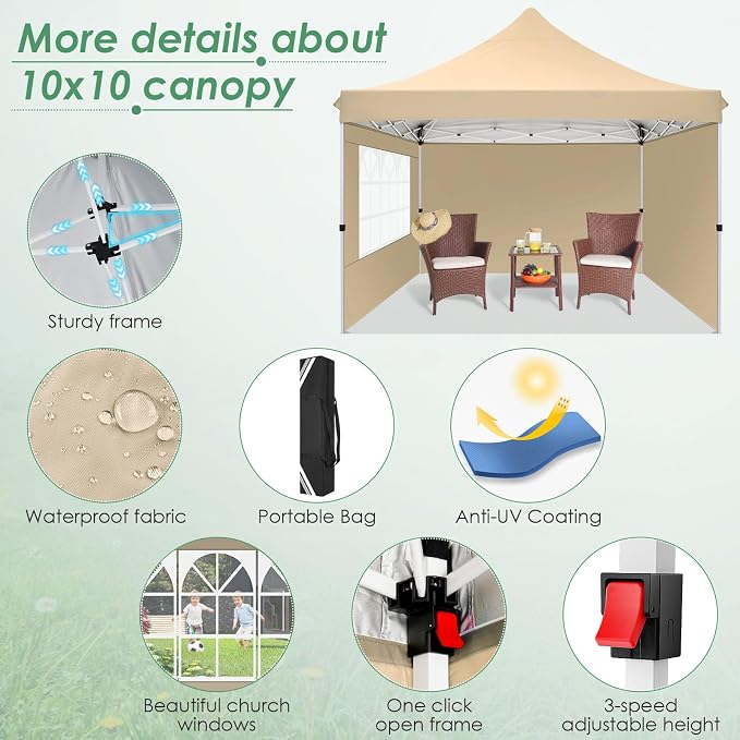 COBIZI Canopy 10x10 Pop Up Canopy Tent - Image 3