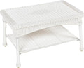 White Wicker Patio Coffee Table by Jeco