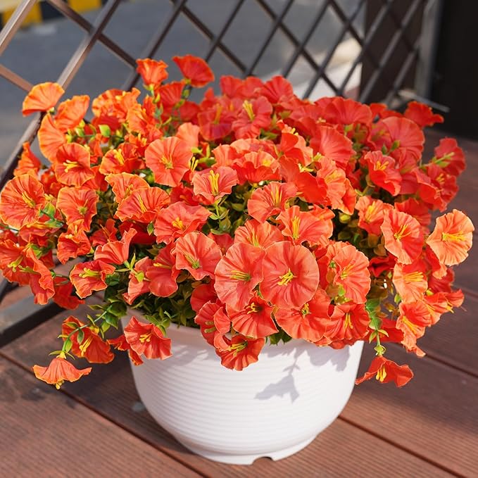 Artificial Flowers for Outdoors, UV Resistant Fake Silk Morning Glory, by maxkes