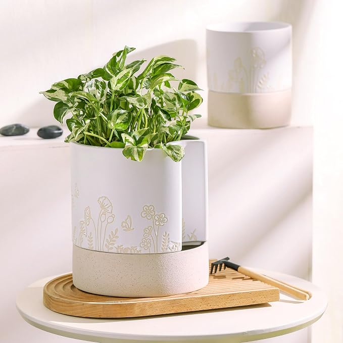 Nihow Self Watering Plant Pot: 8 Inch Ceramic Planter - Image 5