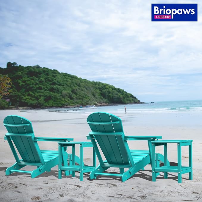 BRIOPAWS Adirondack Ottoman | Folding | HDPE Plastic | Aqua Outdoor Foot Rest | - Image 3
