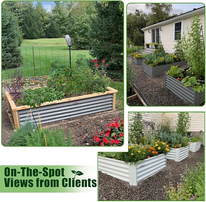 A ANLEOLIFE 4-Pack 6X3X1.5ft & 6X2X1.5ft Deep Root Galvanized Raised Garden - Image 5