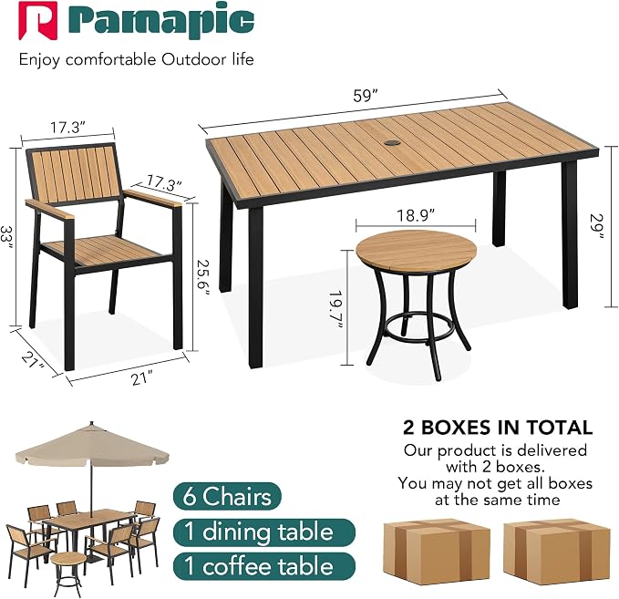 Pamapic 8-Piece Patio Dining Set，Outdoor Aluminum Furniture Set - Image 5